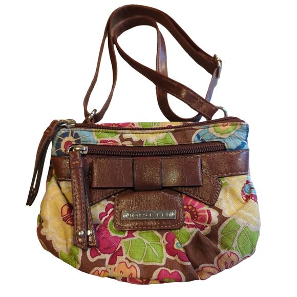 Rosetti Floral Crossbody Shoulder Purse adjustable strap Leather Bow 8 x 6 x 3 - Picture 1 of 12